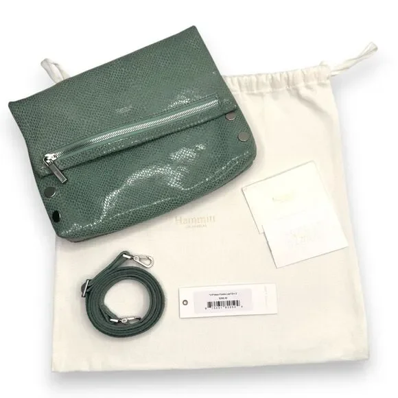 Hammitt VIP Medium Green Snakeskin Crossbody Silver Hardware - Picture 12 of 13